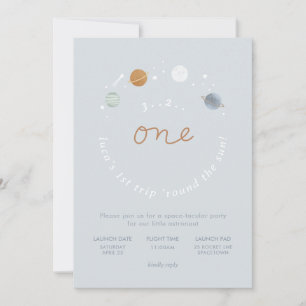 Primeira Viagem Tema Espacial Convite de 1º Aniver