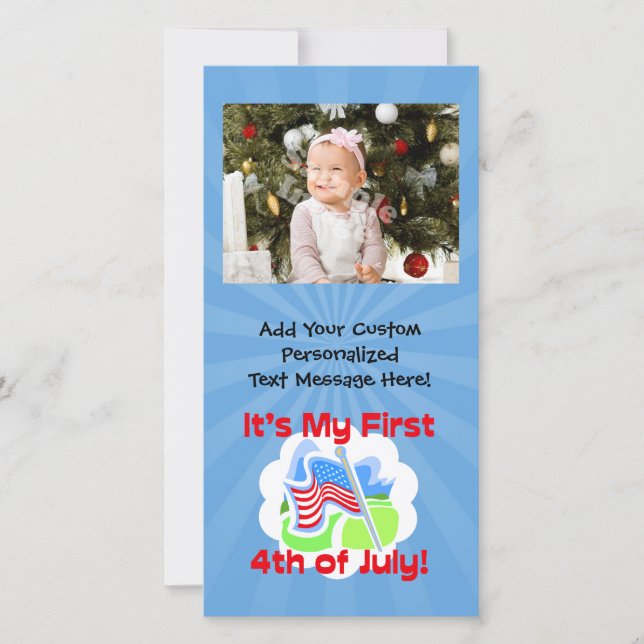 Primeiro 4 de julho Azul Colorido Bebê (Frente)