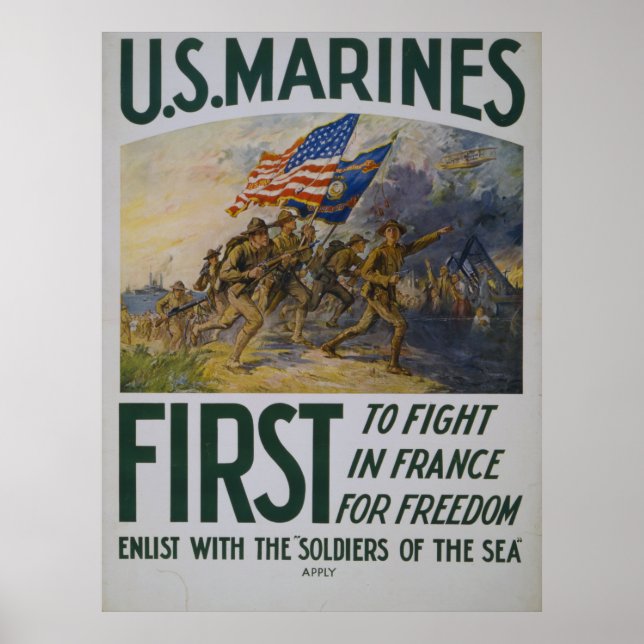 Primeiro a combater o Poster do USMC (Frente)