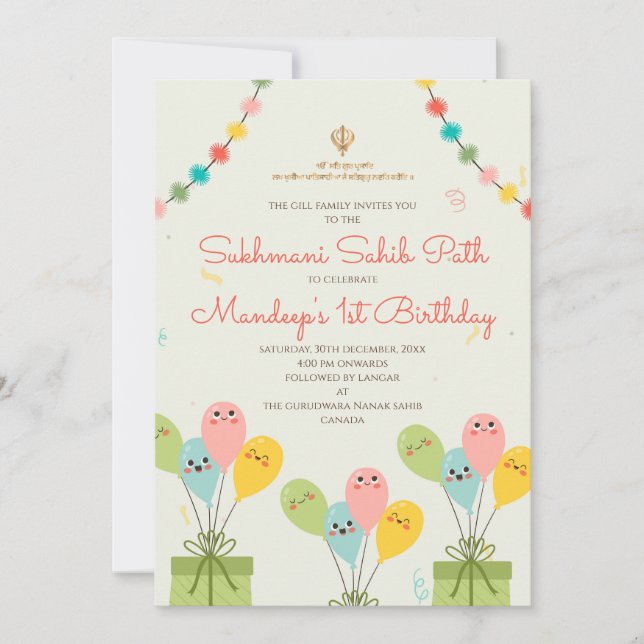 primeiro aniversario Akhand - convite digital (Frente)