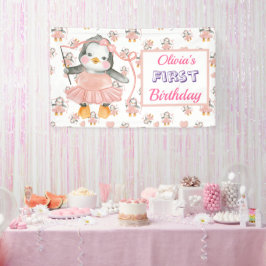 primeiro aniversario Ballerina Penguin rosa