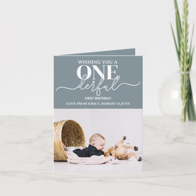 Primeiro aniversário Cartão de Tipografia Maravilh (Frente)