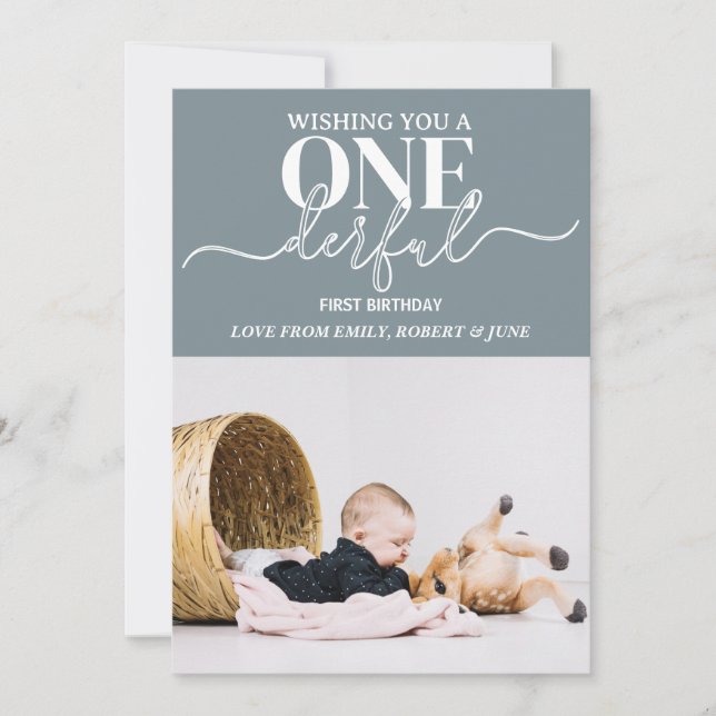 Primeiro aniversário Cartão de Tipografia Maravilh (Frente)