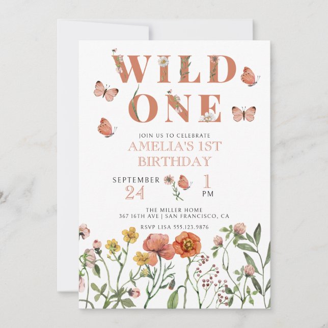 Primeiro aniversario | Convite Wild One (Frente)