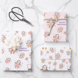 primeiro aniversario Cute Ballerina Penguin rosa