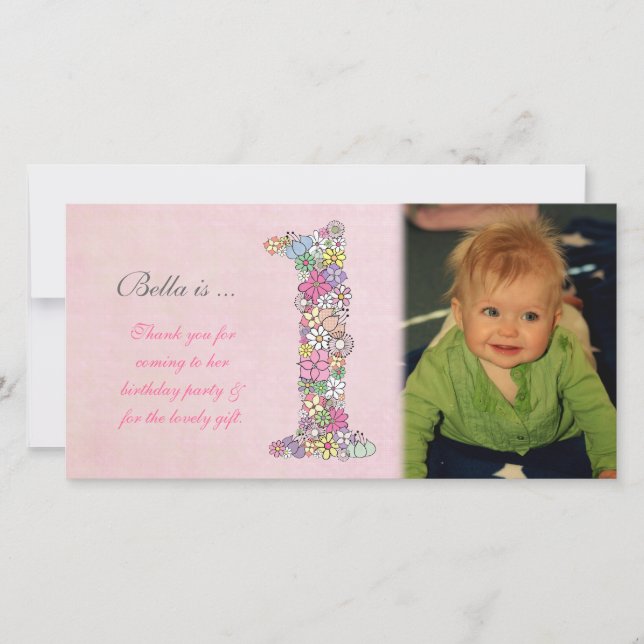 Primeiro aniversario De Bebês Obrigado Cartão com  (Frente)