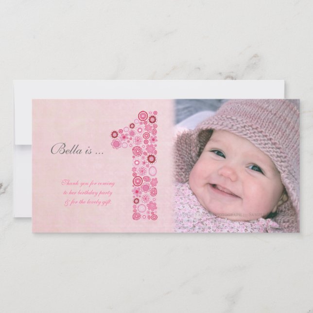 Primeiro aniversario De Bebês Obrigado Cartão com  (Frente)