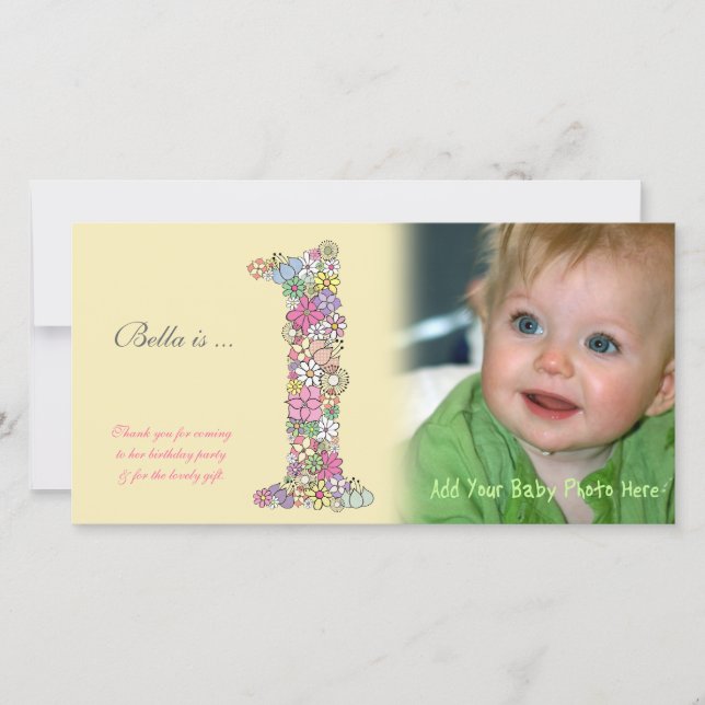 Primeiro aniversario De Bebês Obrigado Cartão com  (Frente)