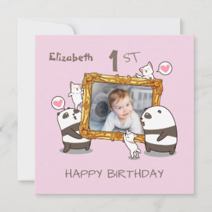 primeiro aniversario de foto de Kawaii pandas e ga