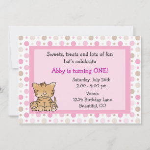 Primeiro aniversario de Gato Gato Bonito Convite p