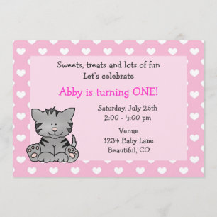 Primeiro aniversario de Gato Gato Bonito Convite p