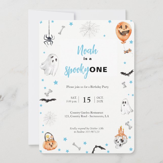 Primeiro aniversario de Halloween Convite de garot (Frente)