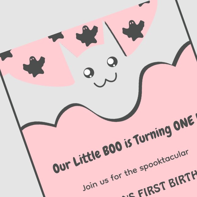 Primeiro aniversario de Halloween convite Ghost Li (Halloween-1st-birthday-invitation-Ghost-Little-boo-pink-1)