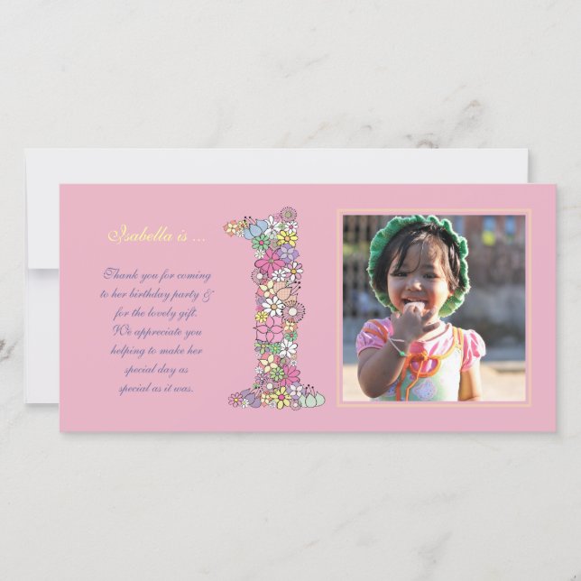 primeiro aniversario De Meninas Obrigado Cartão co (Frente)