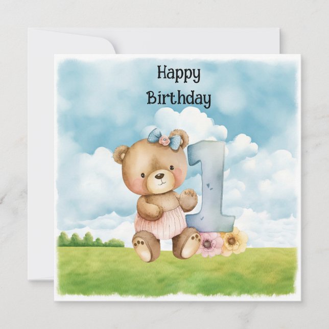 Primeiro aniversario de Urso de Teddy Um Ano (Frente)