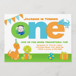 Primeiro aniversario do Dinossauro Convite 5x7 Car