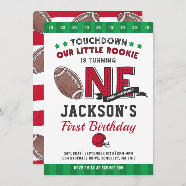 Primeiro aniversario do futebol do convite do (Frente/Verso)