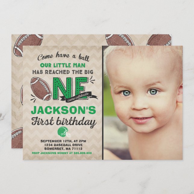 Primeiro aniversario do futebol do convite do (Frente/Verso)