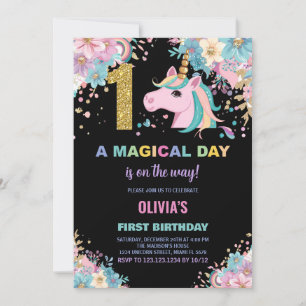 Primeiro Aniversário do Unicórn Convites de Aniver