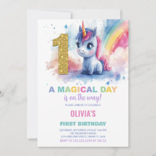 Primeiro Aniversário do Unicórn Convites de Aniver