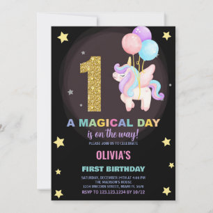 Primeiro Aniversário do Unicórn Convites de Aniver