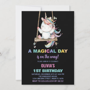 Primeiro Aniversário do Unicórn Convites de Aniver