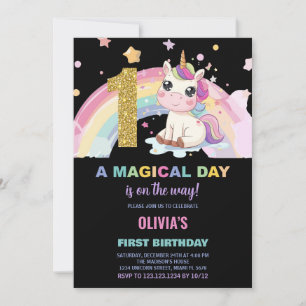 Primeiro Aniversário do Unicórn Convites de Aniver
