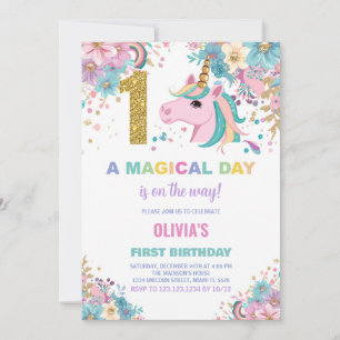 Primeiro Aniversário do Unicórn Convites de Aniver