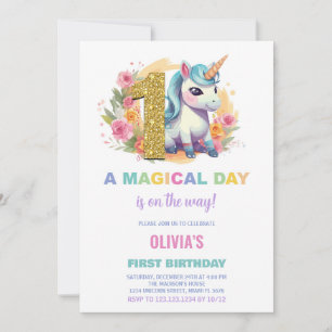Primeiro Aniversário do Unicórn Convites de Aniver
