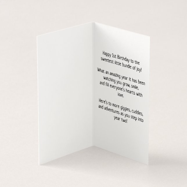 Primeiro aniversario Feliz - Cartão para Crianças (Interior)