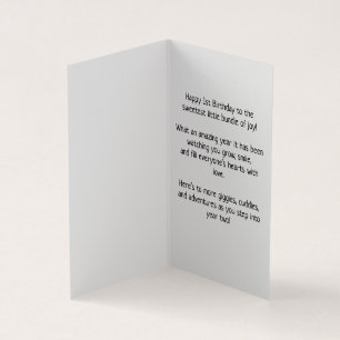 Primeiro aniversario Feliz - Cartão para Crianças