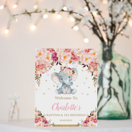 Primeiro aniversario Floral de Blush de Elefante C