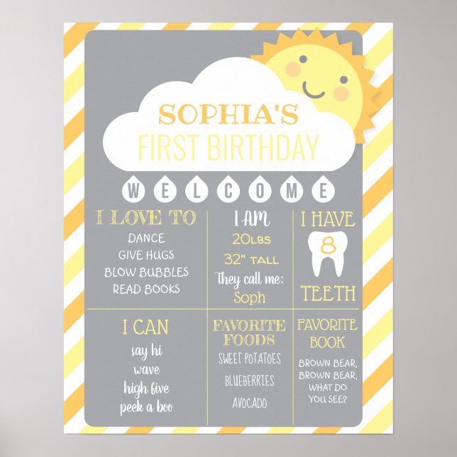 primeiro aniversario Milestone Poster a Sunshine (Frente)