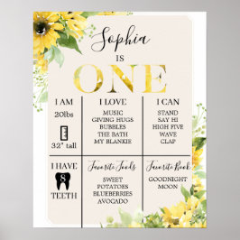 primeiro aniversario Milestone Poster Sunflower