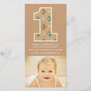 Primeiro aniversario Neném 1 Obrigado Cartão com f