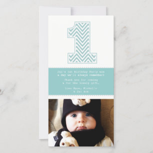 Primeiro aniversario Neném 1 Obrigado Cartão com f