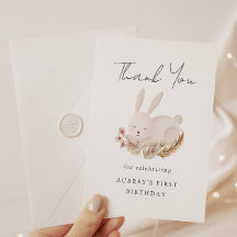 Primeiro Aniversário Obrigado com Coelhinho Bonito