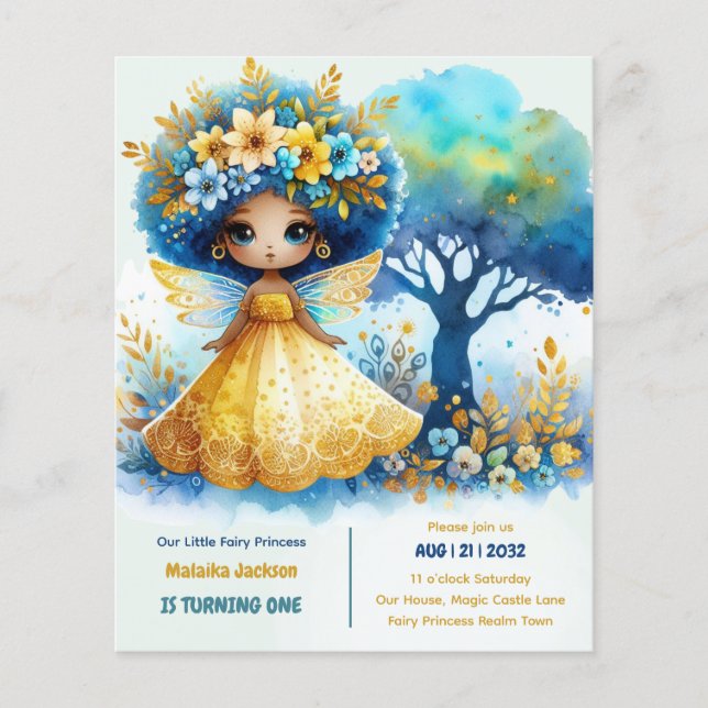 primeiro aniversario Pequena Fada Princesa African (Frente)