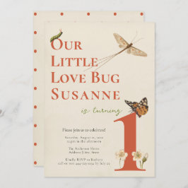 Primeiro Aniversário Pequeno Inseto Amor Convite P