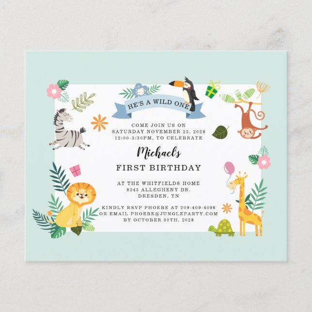 Primeiro aniversario Selvagem Selvagem Safari (Frente)