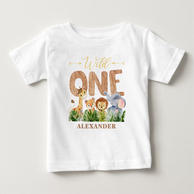 primeiro aniversario Selvagem Uma Camiseta De Bebê (Frente)
