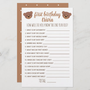 Primeiro Aniversário Trivia Como Você Conhece Bem 