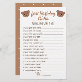 Primeiro Aniversário Trivia Que Me Conhece O Melho