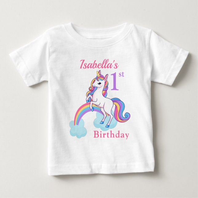 primeiro aniversario Unicorn - Camiseta Personaliz (Frente)