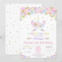 primeiro aniversario Unicórnio Convite Rainbow Flo