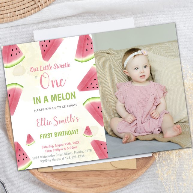 primeiro aniversario Watermelon - Convites de Aniv (1st Birthday Watermelon Birthday Invitations photo)