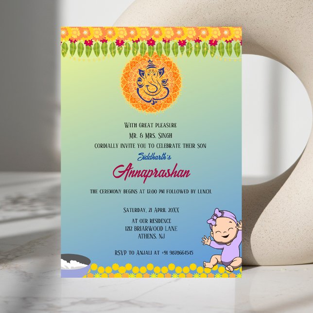 Primeiro Arroz "Annaprashan" Convite Indiano (Criador carregado)