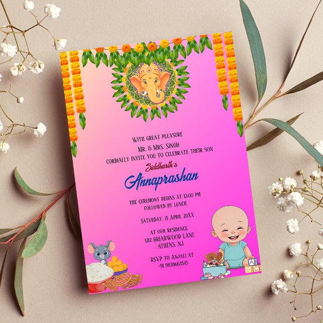 Primeiro Arroz "Annaprashan" Convite Indiano (Criador carregado)