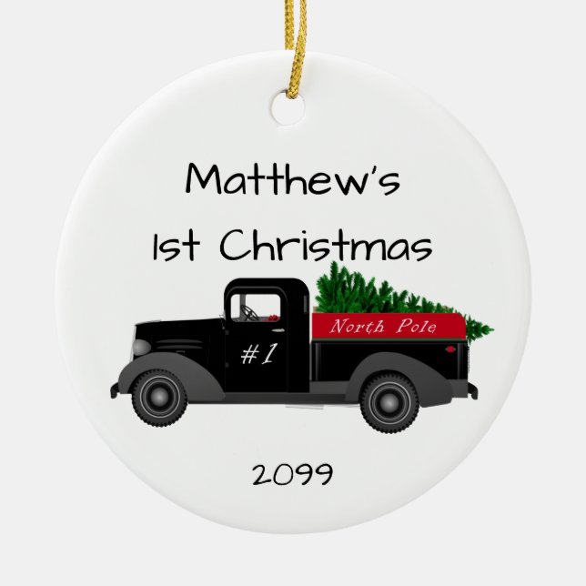 Primeiro Caminhão de Natal Ornamento do Polo Norte (Frente)
