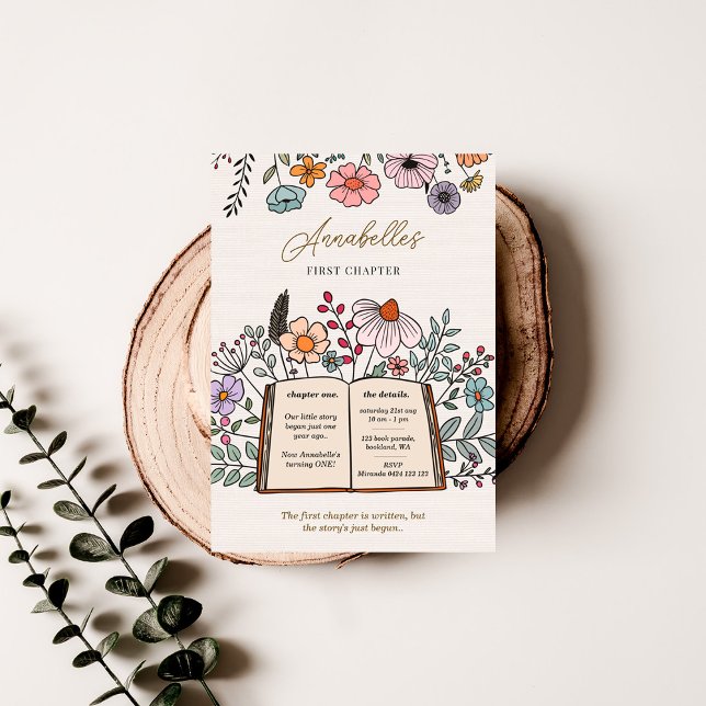 Primeiro Capítulo Storybook Birthday Convite Flora (Criador carregado)